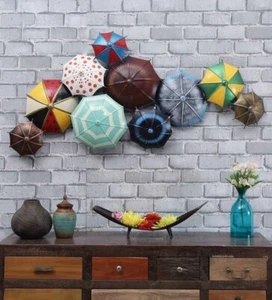 Arte de pared abstracto para colgar en la pared de metal diseño paraguas multicolor para sala de estar  - Imagen 1 de 5