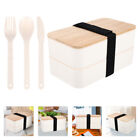 White Wooden Compartment Student Reusable Lunch Boxes