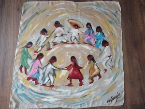 Vintage Künstler Ettore DeGrazia Los Ninos 100 % Seidenquadrat ECHO Japan - Bild 1 von 10