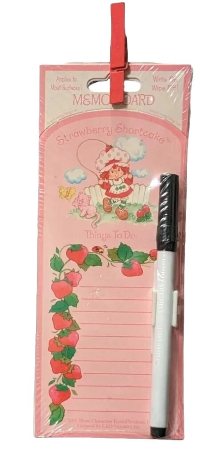 Unopened 2006 Strawberry Shortcake Dry Erase Memo Board w/Marker X1 - 7½in X 3in - Image 1 of 4