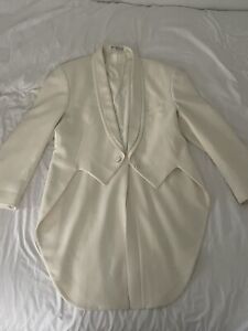 Vintage Oscar De La Renta Formal Double Breasted White Tuxedo Jacket 
