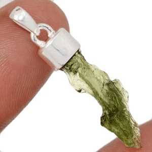 Natural Genuine Czech Moldavite 925 Sterling Silver Pendant Jewelry CP67392 - Picture 1 of 1