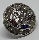 Vintage 1960's Rhinestone Enamel FOE Masonic Lapel Pin FRATERNAL ORDER OF EAGLES