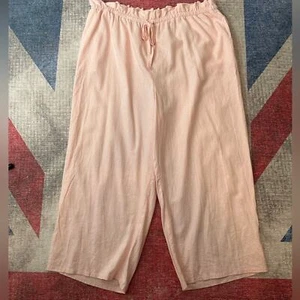 Eloquii Size 20 Pale Pink Elastic Waist Pull On Linen Blend Paperbag Waist Pants - Picture 1 of 12
