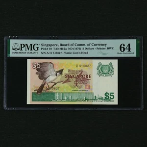 1976 Singapore Board of Comm.of Currency 5 Dollars Pick#10 PMG 64 Choice UNC - Picture 1 of 4