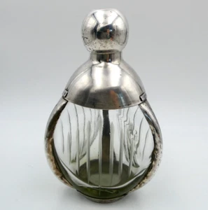 L Maciel Mexico Decanter Sterling Silver 925 Glass Overlay Art Deco Vintage - Picture 1 of 10