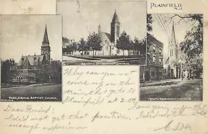 Antique Postcard 1907 Multi-view Church Plainfield New Jersey Undivided Posted - Picture 1 of 2
