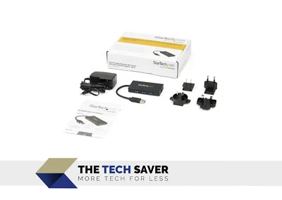 StarTech 3 Port Aluminium USB 3.0 Hub with Gigabit Ethernet Adapter ST3300GU3B - Image 1 of 4