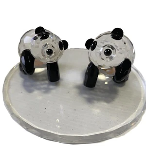 KATINA CRYSTAL: 2 Panda Bears on Base, Authentic Handcrafted Austrian Crystal - Picture 1 of 11