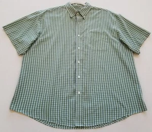 Arrow Button Up Shirt Men Extra Large Green Black Blue Plaid Short Sleeve Pocket - Picture 1 of 9