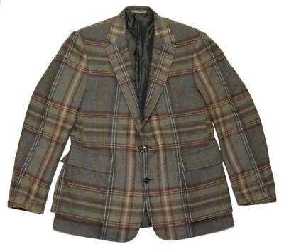 $4995 Ralph Lauren Purple Label Mens Cashmere Blazer Plaid Brown Olive Italy 44L - Image 1 of 4
