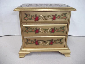 Faux Vintage 3 Drawer Jewelry Music Box With Wind-up Music Player - Picture 1 of 11
