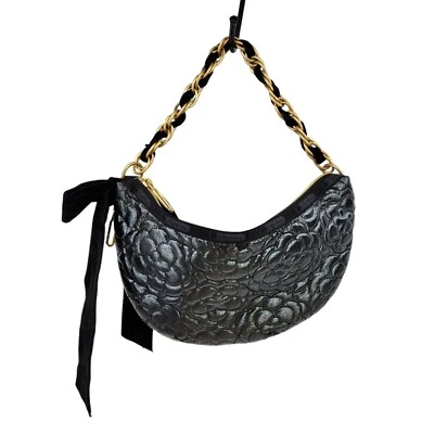 Bolso de Hombro Hobo Media Luna Acolchado Ópalo Negro LESPORTSAC Parte Inferior Expandible Foto 1 de 4