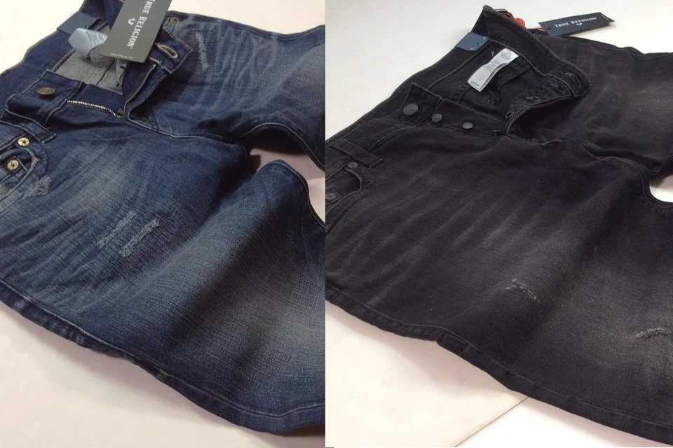 True Religion Ankle-Zip Vtg Distressed Frayed Cutoff Hem Cropped Taper Jeans Men - Image 1 of 1