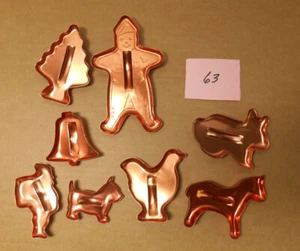 Copper Cookie Cutters Lot of 8 Chicken Bunny Bell Santa P63 - Picture 1 of 3