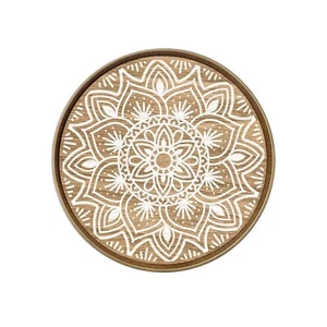 PH PandaHall Rustic Round Wooden Trays Lotus Pallet Decorative Tray Vintage A... - Picture 1 of 7