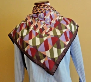 NWT Missoni Brown Multi Colored Abstract Print Silk Square Scarf Made in Italy - Picture 1 of 10