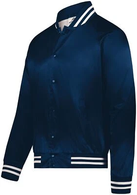 Chaqueta de béisbol Augusta Sportswear 3610 mangas raglán ribete a rayas top satinado Foto 1 de 2