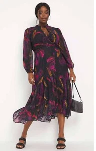 Simply Be Womens Floral Print Floral Print Midi Dress Wrap Style RRP £95 - Picture 1 of 37