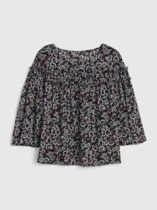 Gap Women's Tiered Ruffle Blouse, Black Floral Print, Rayon/Cotton, Size L, NWT - Picture 1 of 5