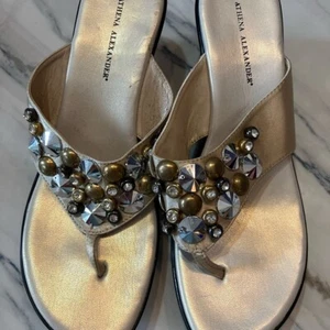 Athena Alexander bejeweled wedge sandals. Ladies size 12 - Picture 1 of 9