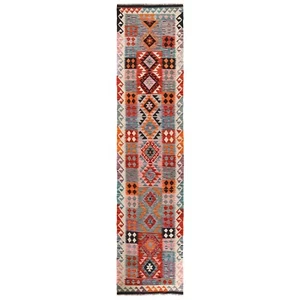 Traditional Vege Kilim Long Runner Oriental Woolen Rug Kilim 2'7x12'10"ft B29353 - Picture 1 of 8