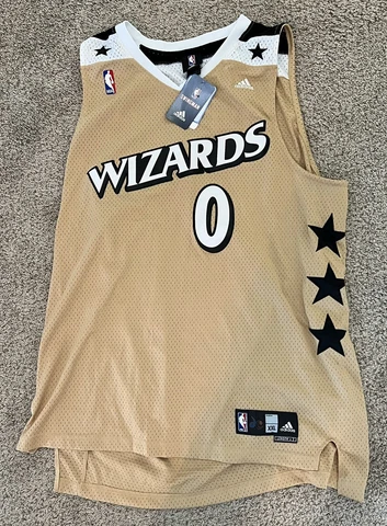 Vintage Adidas Gold Washington Wizards Gilbert Arenas #0 NBA Jersey Adult M/L Cover
