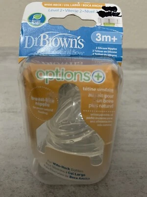 Dr. Brown's Cuello Ancho, Opciones+, Pezón de Silicona para Biberón, Nivel 2. Pack de 3m+, 2 Foto 1 de 4