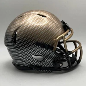 Black & Gold 2-Tone Hydro-Dipped Shell & Mask Mini Football Helmet - Picture 1 of 3