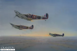 Gerald Coulson Aviation art print First Light Battle of Britain 2 Pilots signed - Picture 1 of 1