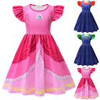 Prinzessin Peach Super Mario Kleid Kostüm Karneval Fasching Festkleid Mädchen CN