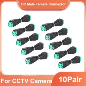 20X CCTV Camera Power Balun Connector Cable Adapter Jack Plug 12V DC Male Female - Picture 1 of 11