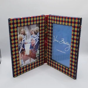 Vera Bradley Emily Blue Floral Quilted Canvas Bi-Fold 4x6 Picture Photo Frame - Picture 1 of 6