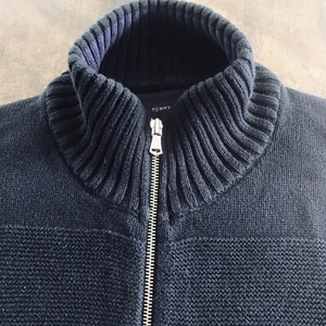 Herren Tommy Hilfiger Gr. XL schwarz Reißverschluss vorne Cardigan Pullover 100 % Baumwolle gerippt - Bild 1 von 8
