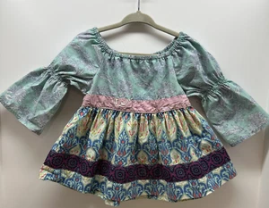 Matilda Jane Bell Sleeve Top Girls 18 Months Floral with Tie in Back Blue & Pink - Picture 1 of 14