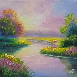 Original handgemaltes Ölgemälde Sommerlandschaft Haus Wandbild Ukraine Künstler - Bild 1 von 24