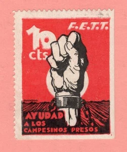 ESPAÑA 1938 GUERRA CIVIL VIÑETA POLÍTICA F.E.T.T. AYUDAD A LOS CAMPESINOS PRESOS - Imagen 1 de 1