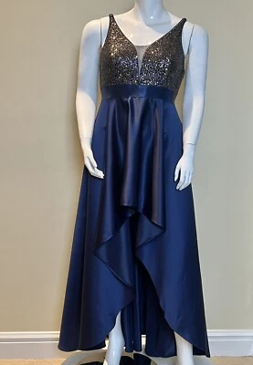 Vestido Formal Ever Pretty Alto Bajo Talla 16 Azul Marino Adornado Brillos (49) Foto 1 de 4