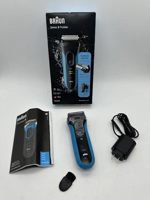Braun Series 3 Electric Razor Blue/Black, Wet/Dry Foil Shaver w/ Trimmer - Image 1 of 4
