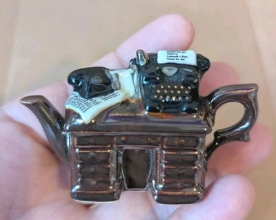 Paul Cardew Miniature Teapot England Detective Writer's Desk Collectable Vtg - Image 1 of 4