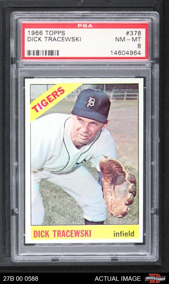1966 Topps #378 Dick Tracewski Tigers PSA 8 - NM/MT - Image 1 of 1
