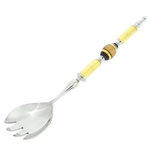 GlassOfVenice Italienische Murano Glas Salatgabel - Gold Lila Streifen - Bild 1 von 5