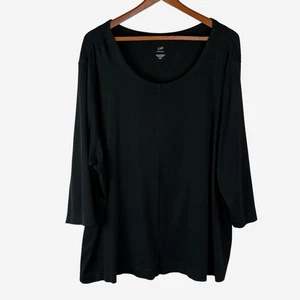 J Jill Perfect Pima Naht Tunika Top 4X Schwarz 3/4 Arm 100% Baumwolle Minimalistisch - Bild 1 von 7