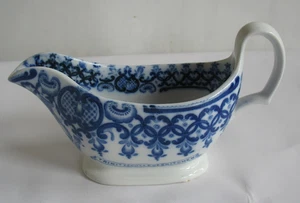 Blue & White transferware gravy sauce boat TRINITY COLLEGE KITCHEN Virtue is... - Picture 1 of 12