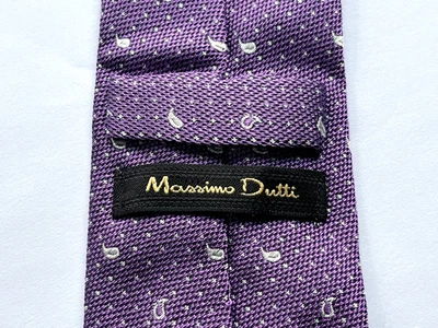Corbata de seda MASSIMO DUTTI patrón de cachemira malva y plateada Foto 1 de 3