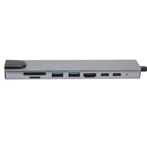 Type C Docking Station 5Gbps High Speed Transfer Chip 8 In 1 RJ45 USB Chargin FY - Afbeelding 1 van 22