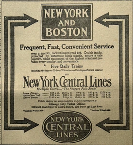 1912 Chicago Newspaper Page - New York Central Lines Railroad Ad - Picture 1 of 2
