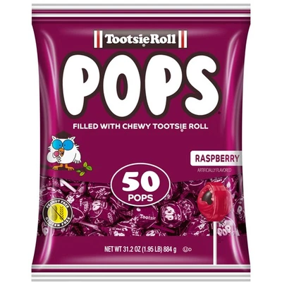 Bolsa Tootsie Pops Sabor Único - Piruletas Sabor Frambuesa con Chocolate... Foto 1 de 4