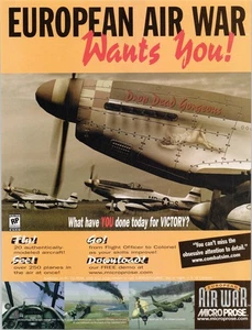 MicroProse European Air War Vintage Print Ad WWII Flight Simulator 1998 - Picture 1 of 1