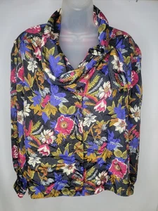 Top vintage Gianna taglia 12 audace floreale cravatta collo top boho retrò discoteca bottoni blusa - Foto 1 di 7